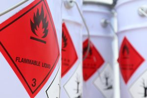 Flammable liquid symbol on the chemical tank